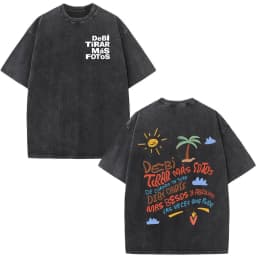Rapper Bad Bunny Washed Vintage T-shirt Debi Tirar Mas Fotos DTMF World Tour T Shirts Men's Fashion Hip Hop T-shirts Streetwear