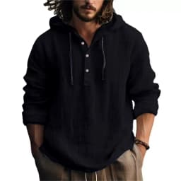 2025 New Men's Casual Blouse Cotton Linen Shirt Loose Tops Long Sleeve Tee Shirt Spring Autumn Casual Men's Shirts Hoodie
