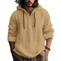 2025 New Men's Casual Blouse Cotton Linen Shirt Loose Tops Long Sleeve Tee Shirt Spring Autumn Casual Men's Shirts Hoodie