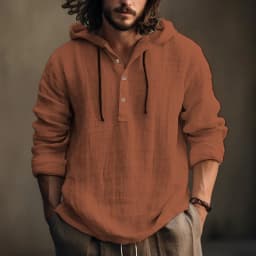2025 New Men's Casual Blouse Cotton Linen Shirt Loose Tops Long Sleeve Tee Shirt Spring Autumn Casual Men's Shirts Hoodie