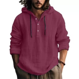 2025 New Men's Casual Blouse Cotton Linen Shirt Loose Tops Long Sleeve Tee Shirt Spring Autumn Casual Men's Shirts Hoodie