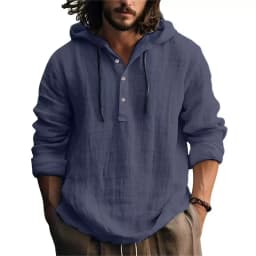 2025 New Men's Casual Blouse Cotton Linen Shirt Loose Tops Long Sleeve Tee Shirt Spring Autumn Casual Men's Shirts Hoodie