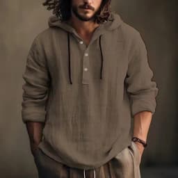 2025 New Men's Casual Blouse Cotton Linen Shirt Loose Tops Long Sleeve Tee Shirt Spring Autumn Casual Men's Shirts Hoodie