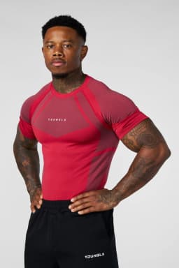 Men Seamless Compression T-shirt Quick Dry Breathable Gym Workout Tee Elastic Slim Fit Fitness Running Short Sleeve Sport Top fo