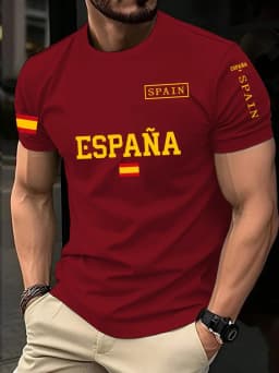Spain 2026 Football Jersey for Men Classic God Spain Casual Short Sleeve Tops Casual O-Neck Sports Style T-Shirt Man Clothing