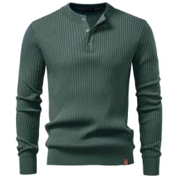 AIOPESON Button Placket Polo Shirt Men Ribbed Stripe Long Sleeve Contemporary Fit Minimalist Autumn Winter Premium Business Top