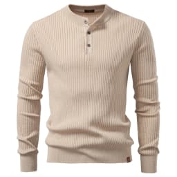 AIOPESON Button Placket Polo Shirt Men Ribbed Stripe Long Sleeve Contemporary Fit Minimalist Autumn Winter Premium Business Top