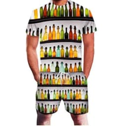 3D Beer Print Sport Moisture-Wicking Breathable Men T-Shirt Shorts Fun Cool Street Cosplay Casual Fashion Trend Pants Set Summer