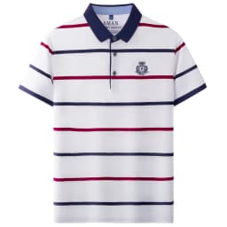 Fashion striped short sleeve men polo shirt summer trend brand letter embroidery design business casual breathable Paul T-shirt