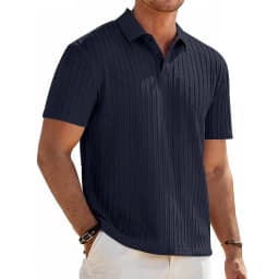 European and American Summer Men's Casual Loose Knit Jacquard In-Stock Buttoned Short-Sleeve Polo Shirt for Men