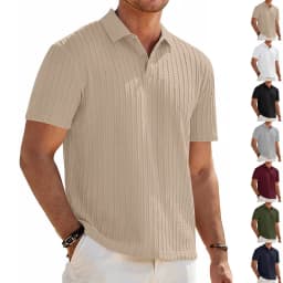 European and American Summer Men's Casual Loose Knit Jacquard In-Stock Buttoned Short-Sleeve Polo Shirt for Men