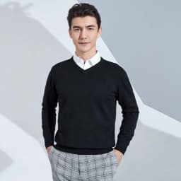 Cashmere Cotton Blend Classic V-neck Knitted Sweater Men Pullover 2024 Autumn Winter Soft Warm Business Casual Jumper Pull Homme