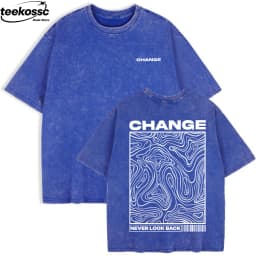 Change Never Look Back Printed Washed T-Shirts Womens Cotton Oversize T Shirt Summer Short Sleeve Tops Casual O-Neck Clothes