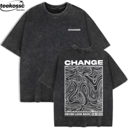 Change Never Look Back Printed Washed T-Shirts Womens Cotton Oversize T Shirt Summer Short Sleeve Tops Casual O-Neck Clothes