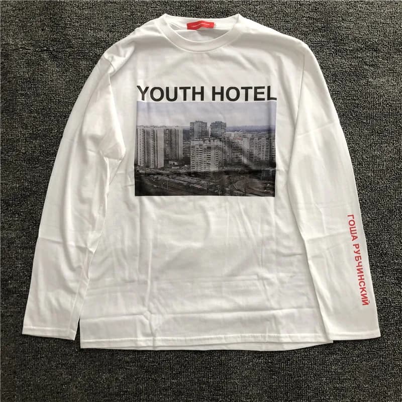 Gosha Building Long Sleeve Youth Hotel Russian 032c HD Digital Print Loose Tide Brand