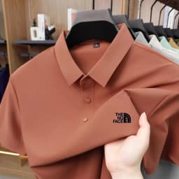 High quality ice silk polo shirt short sleeved men's high-end brand printed top comfortable and breathable casual summer T-shirt