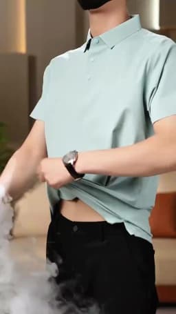 High quality ice silk polo shirt short sleeved men's high-end brand printed top comfortable and breathable casual summer T-shirt