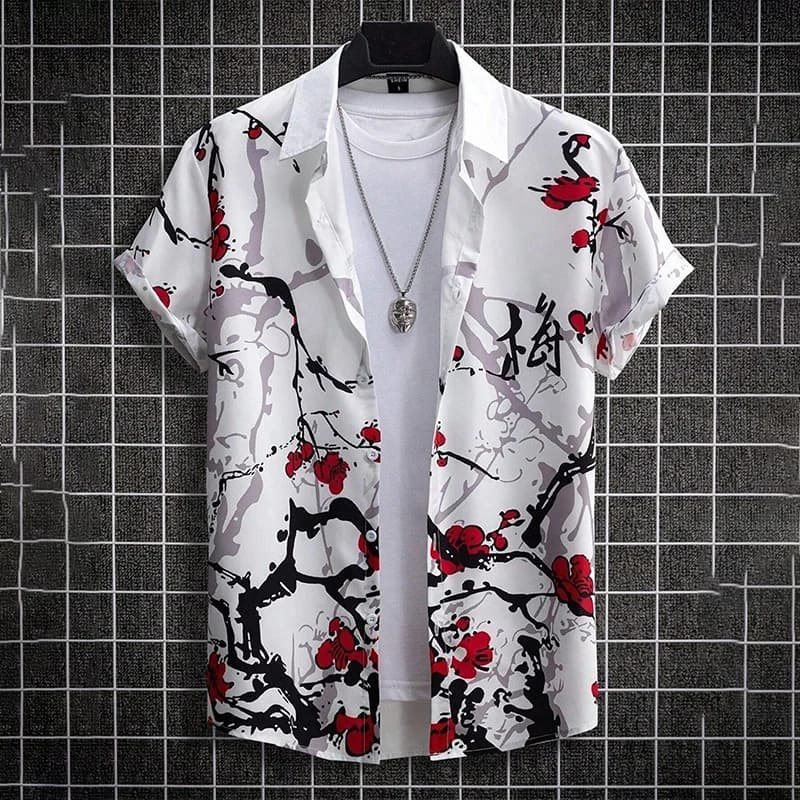Summer Flower Graffiti 3D Print Men's Street Fashion Shirt - Suitable for Both Men and Women - Hawaiian Shirt Short-Sleeved Top