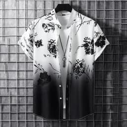 Summer Flower Graffiti 3D Print Men's Street Fashion Shirt - Suitable for Both Men and Women - Hawaiian Shirt Short-Sleeved Top