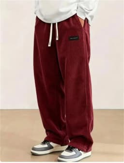 2026 Spring Autumn Men Casual Loose Drawstring Pants Fashion Sweatpants Solid-Color Corduroy Trousers Jogger Training Men Pants