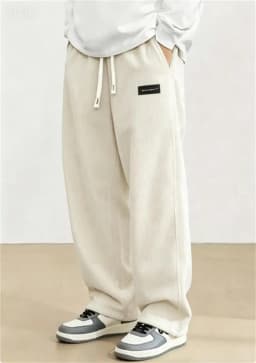 2026 Spring Autumn Men Casual Loose Drawstring Pants Fashion Sweatpants Solid-Color Corduroy Trousers Jogger Training Men Pants