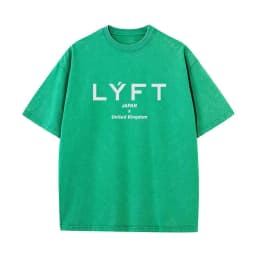 LYFT Washed Classical LOGO 230GSM Cotton Vintage BIG T-SHIRT Men's Oversized Muscle Sports Fitness Tee Tops Gym Training Shirts