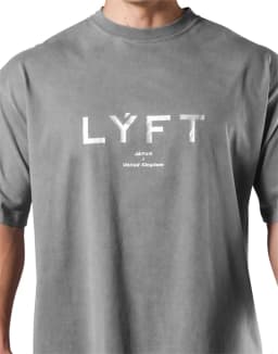 LYFT Washed Classical LOGO 230GSM Cotton Vintage BIG T-SHIRT Men's Oversized Muscle Sports Fitness Tee Tops Gym Training Shirts