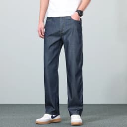High Quality New Summer Lyocell Fabric Stretch Jeans Business Loose Straight Casual Trousers Fashion Pants Plus Size 28-35 40