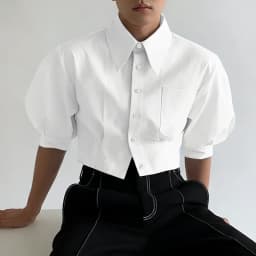 INCERUN Men's Shirt Solid Lapel Puff Short Sleeve Casual Crop Tops For Man Summer Loose 2026 Pockets Fashion Men Clothes Camisa
