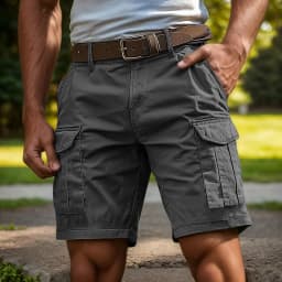 Men's Wear-Resistant Shorts Summer Beach Casual Cargo Short Pants Multi-Pocket Workwear Breathable Loose Straight Solid Shorts