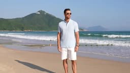 Hawaiian Men's Retro Cotton And Linen Henry Shirt Casual Loose With Sporty Stand-up Collar Buttons 2026 New Men's Casual Shirt