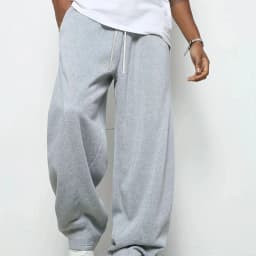 Men's heavy breathable sports jogging pants elastic drawstring waist loose straight casual trousers thick men's sweater pants