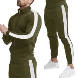 Cross-Border Europe, America, Autumn and Winter New Casual Men's Sports Suit Color Matching Men's Clothing