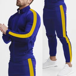 Cross-Border Europe, America, Autumn and Winter New Casual Men's Sports Suit Color Matching Men's Clothing