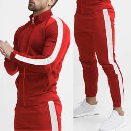Cross-Border Europe, America, Autumn and Winter New Casual Men's Sports Suit Color Matching Men's Clothing