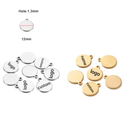 100pcs Customized Laser Engrave Name LOGO Stainless Steel Personalized Tags Custom Logo For DIY Necklace Pendant Charms