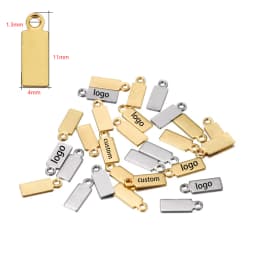 100pcs Customized Laser Engrave Name LOGO Stainless Steel Personalized Tags Custom Logo For DIY Necklace Pendant Charms