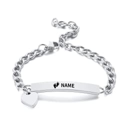 Custom Engraved Bracelets for Little Girl Gifts, Personalized Anti Allergy Stainless Steel Bar Girls Boys Jewelry