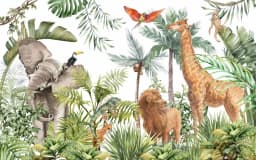 Milofi Custom Mural Wallpaper Watercolor Jungle Animal Giraffe Elephant Zebra Peel And Stick Wall Mural For Nursery Home Decor