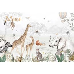 Milofi Custom Mural Wallpaper Watercolor Jungle Animal Giraffe Elephant Zebra Peel And Stick Wall Mural For Nursery Home Decor