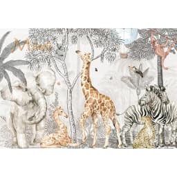 Milofi Custom Mural Wallpaper Watercolor Jungle Animal Giraffe Elephant Zebra Peel And Stick Wall Mural For Nursery Home Decor