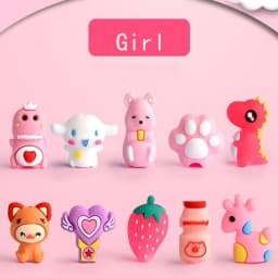 10pcs Cute Cartoon Pencil Cap Silicone Neutral Pen Cover School Students Supplies Soft Rubber Pencil Protector