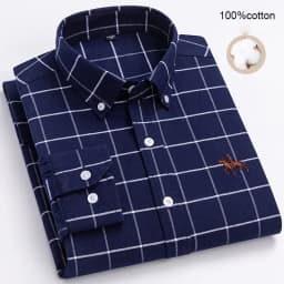 Large Size Full Men's Shirts 100% Pure Cotton Oxford Business Casual Shirt Soft Slim Fit Formal Plain Shirt Long Sleeve Clothes