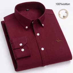 Large Size Full Men's Shirts 100% Pure Cotton Oxford Business Casual Shirt Soft Slim Fit Formal Plain Shirt Long Sleeve Clothes
