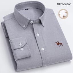 Large Size Full Men's Shirts 100% Pure Cotton Oxford Business Casual Shirt Soft Slim Fit Formal Plain Shirt Long Sleeve Clothes