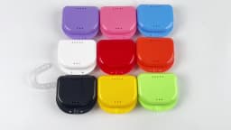50Pcs Dental Orthodontic Retainer Box Denture Storage Container Mouth Guard Case with Vent Holes and Hinged Lid