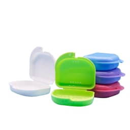 50Pcs Dental Orthodontic Retainer Box Denture Storage Container Mouth Guard Case with Vent Holes and Hinged Lid