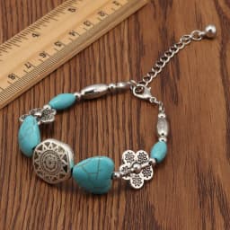 Tenande Enthic Tibet Silver Color Natural Stone Hearts Beads Bracelets Sun Coin Flowers Bracelets & Bangles for Women Boho