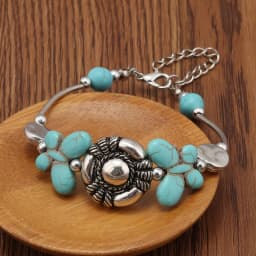 Tenande Enthic Tibet Silver Color Natural Stone Hearts Beads Bracelets Sun Coin Flowers Bracelets & Bangles for Women Boho