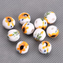 10pcs Round 6mm 8mm 10mm 12mm Flower Patterns Ceramic Porcelain Loose Spacer Beads Lot For Jewelry Making DIY Bracelet Findings
